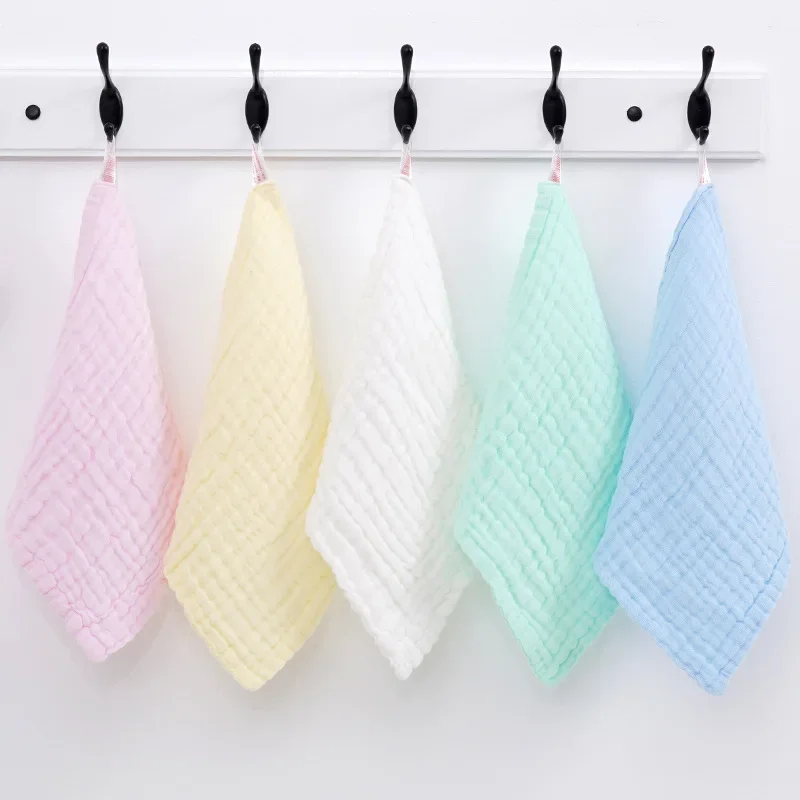 30x30cm Baby Solid Color Soft Pure Cotton Burp Cloths 6 Layers Newborn Infants Washing Face Towels Kids