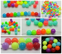 Craft DIY  Mixed Neon Color Acrylic Round Beads 6mm-12mm Smooth Ball Spacer