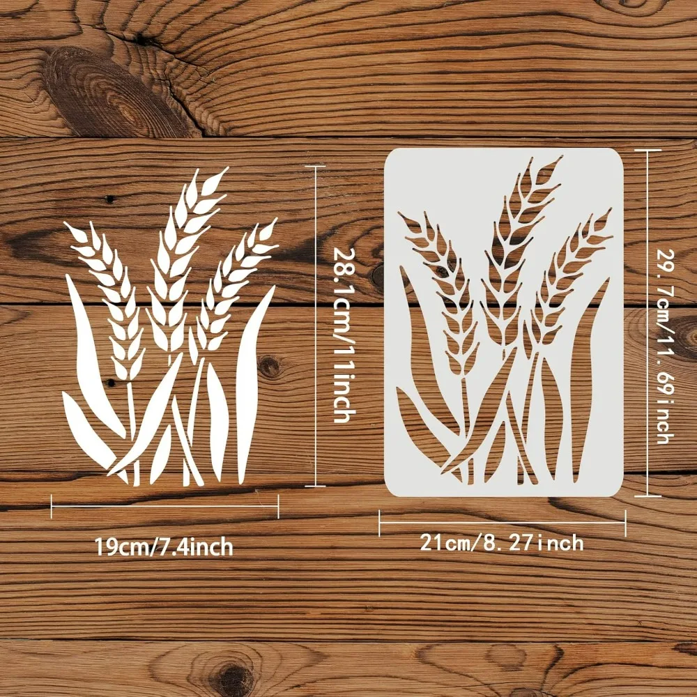 Wheat Stencil 11.7x8.3 inch Wheat Stalk Stencil Plastic Wheat Painting Stencil Reusable Pattern Stencils for Painting