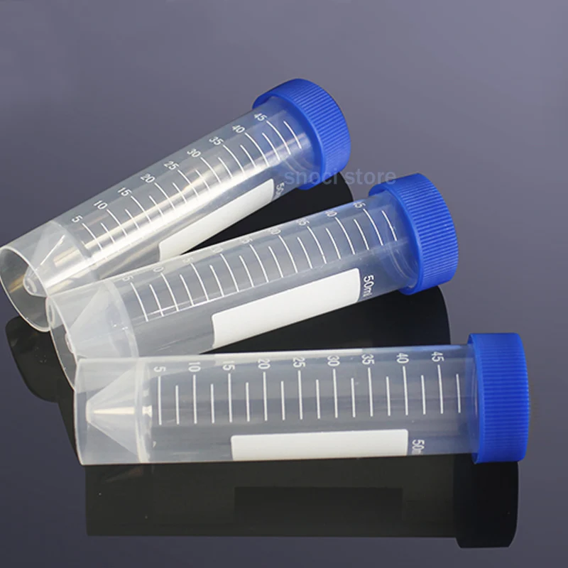 25Pcs 50ml Screw Cap Flat Bottom Centrifuge Tube Plastic Centrifugal Tubes with Scale Free-standing Laboratory Supplies