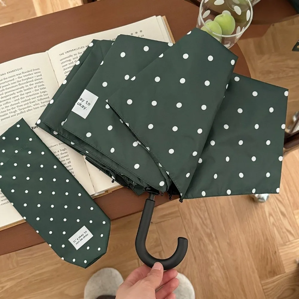 UV Protection Polka Dot Folding Umbrella Compact Portable Lightweight Sun Rain Umbrella Beach Travel Outdoor Umbrella Daily Use