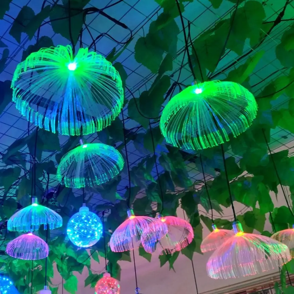 Colorful Fiber Optic Home Decor New Year Outdoor For Party Chandelier Jellyfish Light Decorative Lights Christmas Decoration