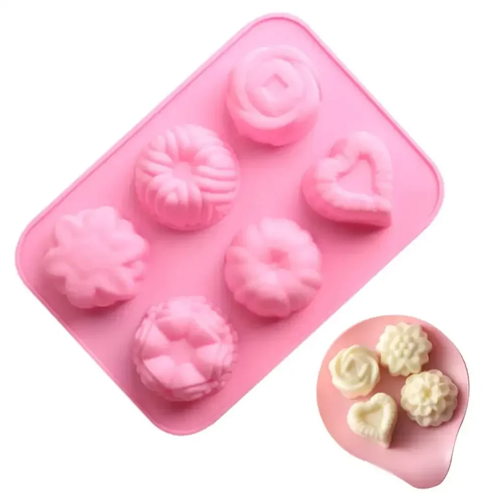 Yuehao Keukengadgets Koekjescake Siliconen Bakken Liefdesdecor Bloemen Muffin Chocolade Stervorm Cakevorm Cake Roze