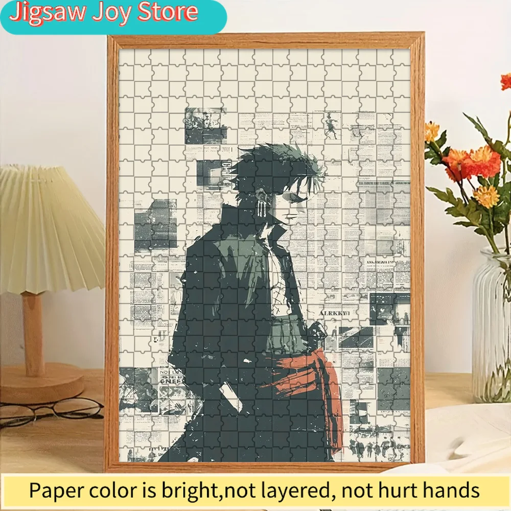 

Пазл-головоломка One Piece: Ророноа Зоро в стиле трех мечей, газетный коллаж, черно-белый художественный стиль, крутой портрет, аниме, размер S