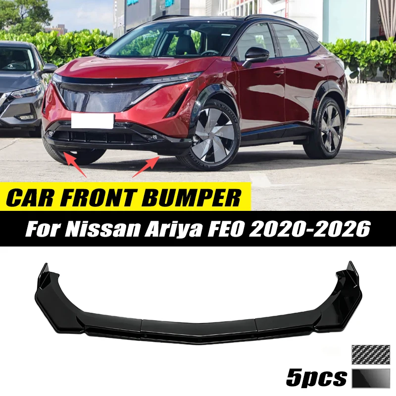 For Nissan Ariya FE0 2020-2026 Front Bumper Lip Front Guard Spoiler High-quality ABS Material Body Kit Front Lip Accessory