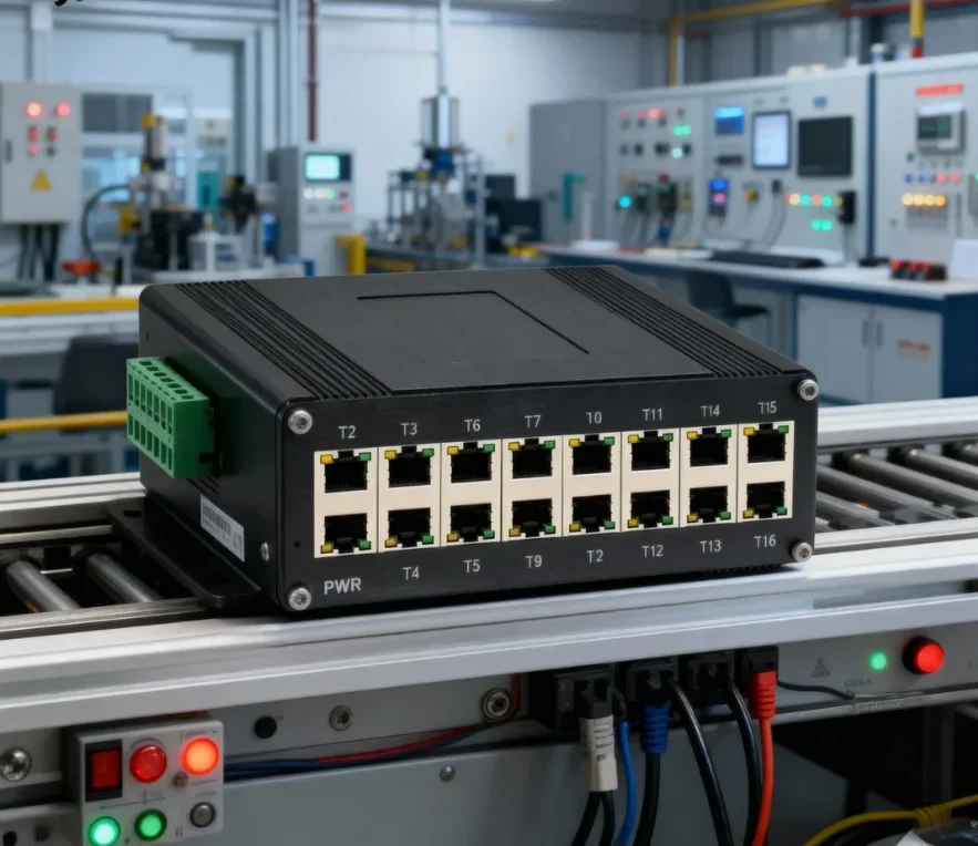 Industrial 16-Port Gigabit PoE+ Switch 480W Total 30W Per Port Hardened for Outdoor Network and Wireless System view 3