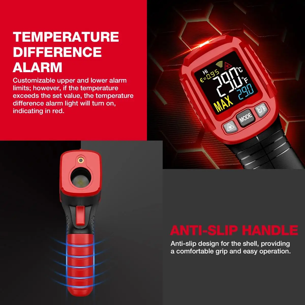 HABOTEST HT650A, HT650B, HT650C Serie Digitale Infrarot-Lasertemperatur Berührungslose industrielle Lasertemperaturmessgerät Temperatu – Detail 13