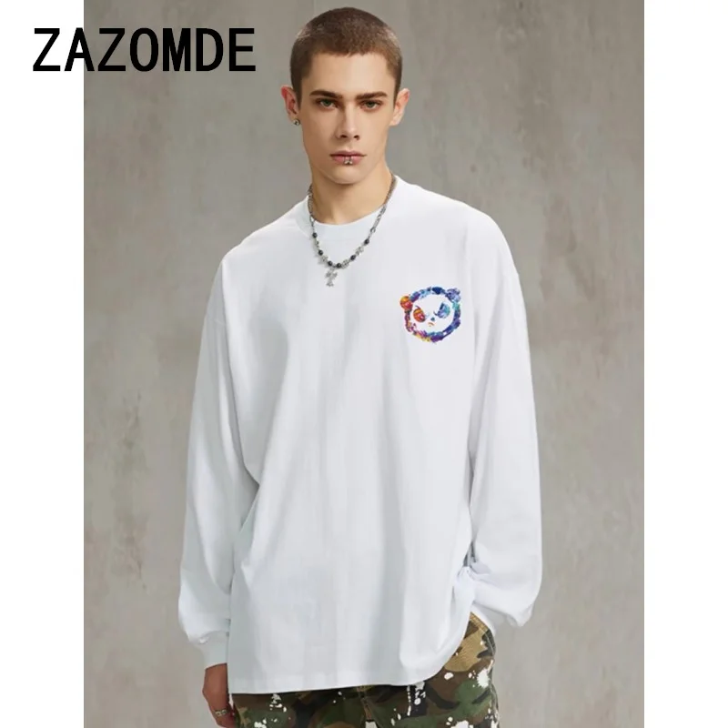 ZAZOMDE Autumn Graffiti Letter Printed T-shirts For Men Graphic Tees Men Funny Tees Breathable Luxury Brand Anime T Shirt