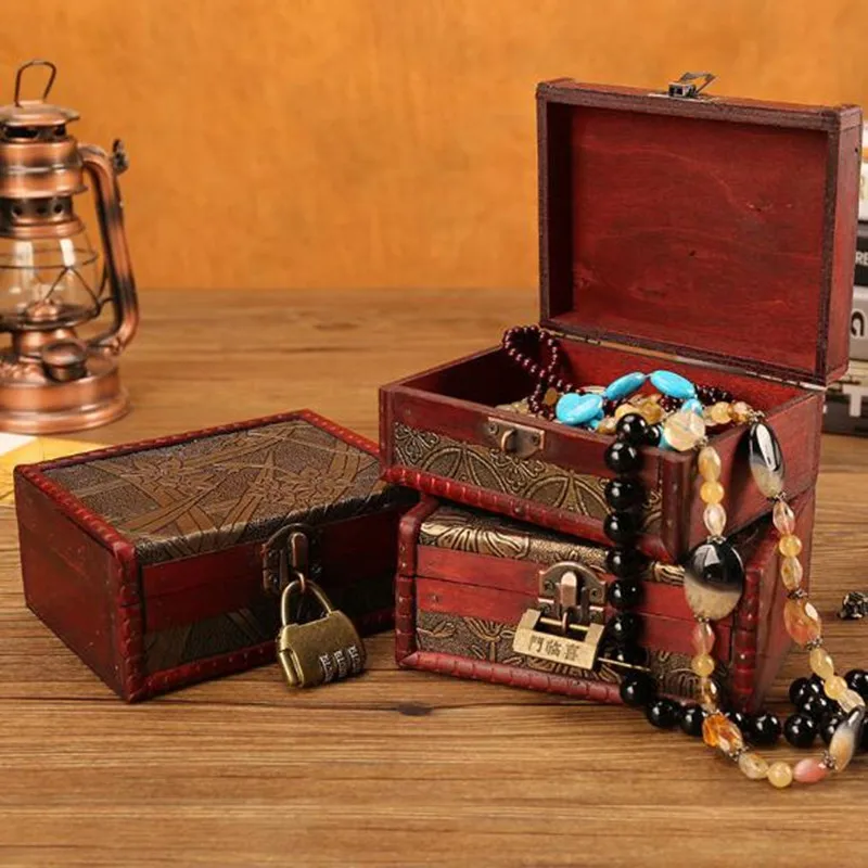 New Retro Jewelry Box Desktop Natural Wood Clamshell Storage Hand Decoration Wooden Box Postcard Storage Organizer Box