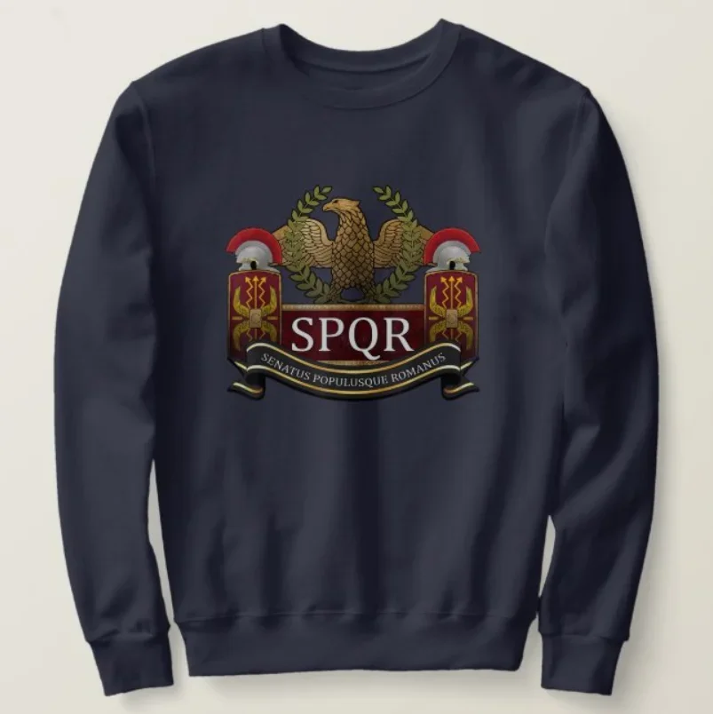 Roman Empire Army SPQR Eagle Emblem Roman Legion Symbol Pullover Hoodie New 100% Cotton Comfortable Casual Mens Sweatshirts