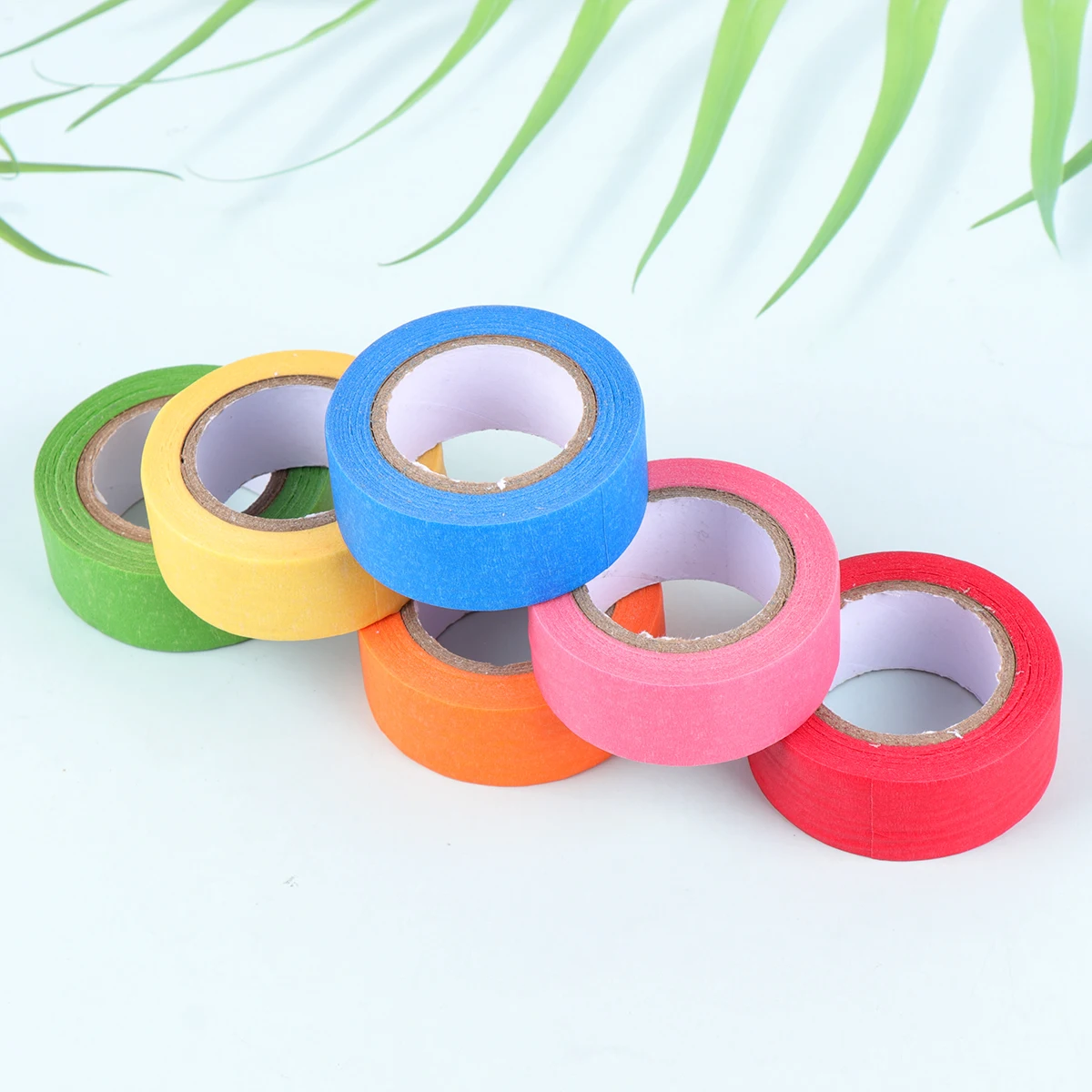 

6 Pcs Bright Colored Masking Tape Solid Color Paper Adhesive Washi Sticker Crafts Projects Kitchen Office School Arts