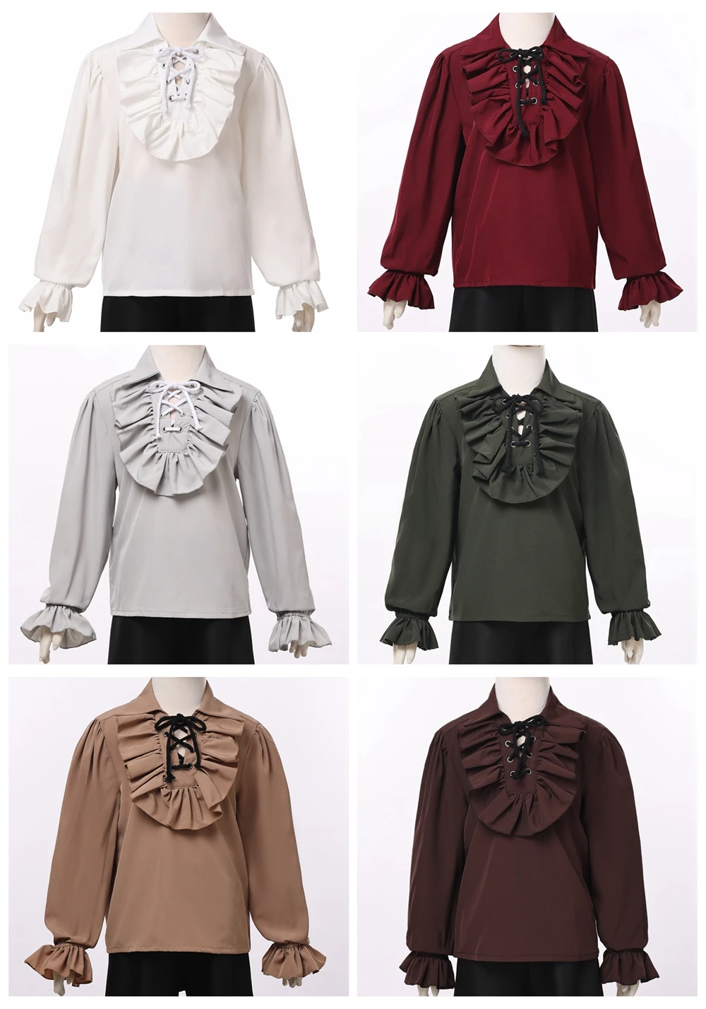 Средневековая пиратская рубашка для детей 2-16 лет, винтажные рубашки с оборками и воротником в стиле принца, колониальные рубашки эпохи Возрождения