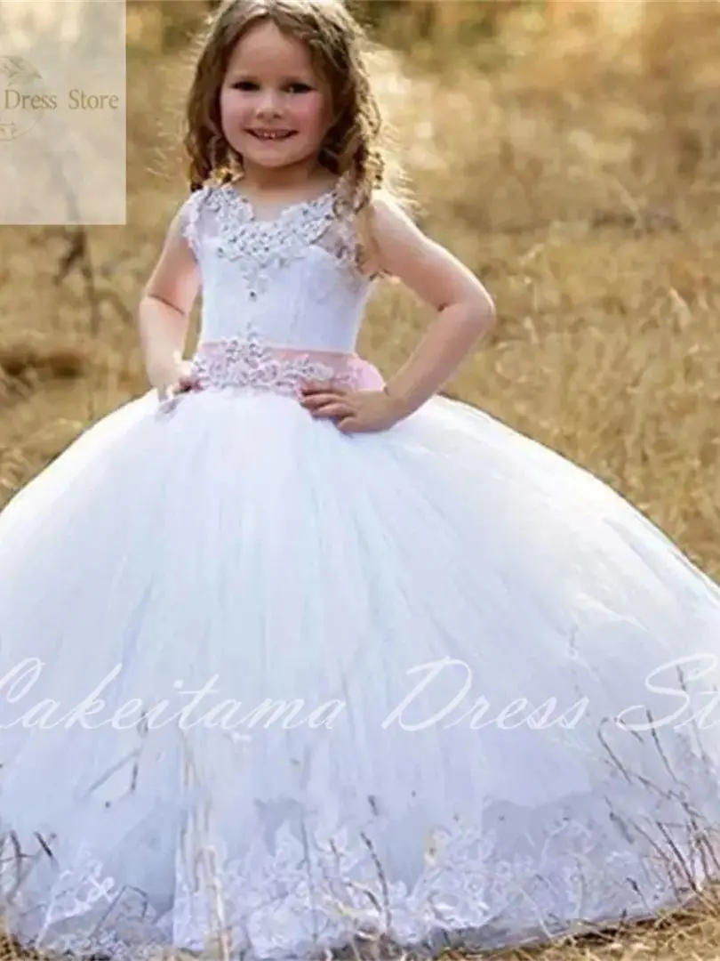 Festzug niedlichen Blumen mädchen Kleider für Hochzeit Spitze Prinzessin formell für kleine Braut heilige Vestidos de Primera Erstkommunion