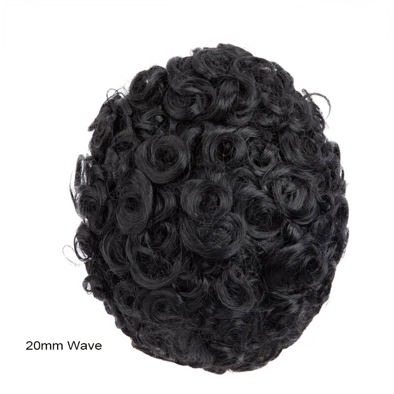 Oct 20mm 25mm Curl Männer Toupet männliche Haar prothese 100% menschliches Haarteil natürlicher Haaransatz Männer Perücken Ersatz system Einheit