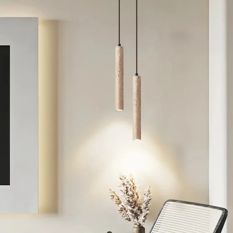 TechHPModern Cylindrical ShapeTravertine Led Pendant LampStudy Homestay Bedroom Bedside Atmosphere