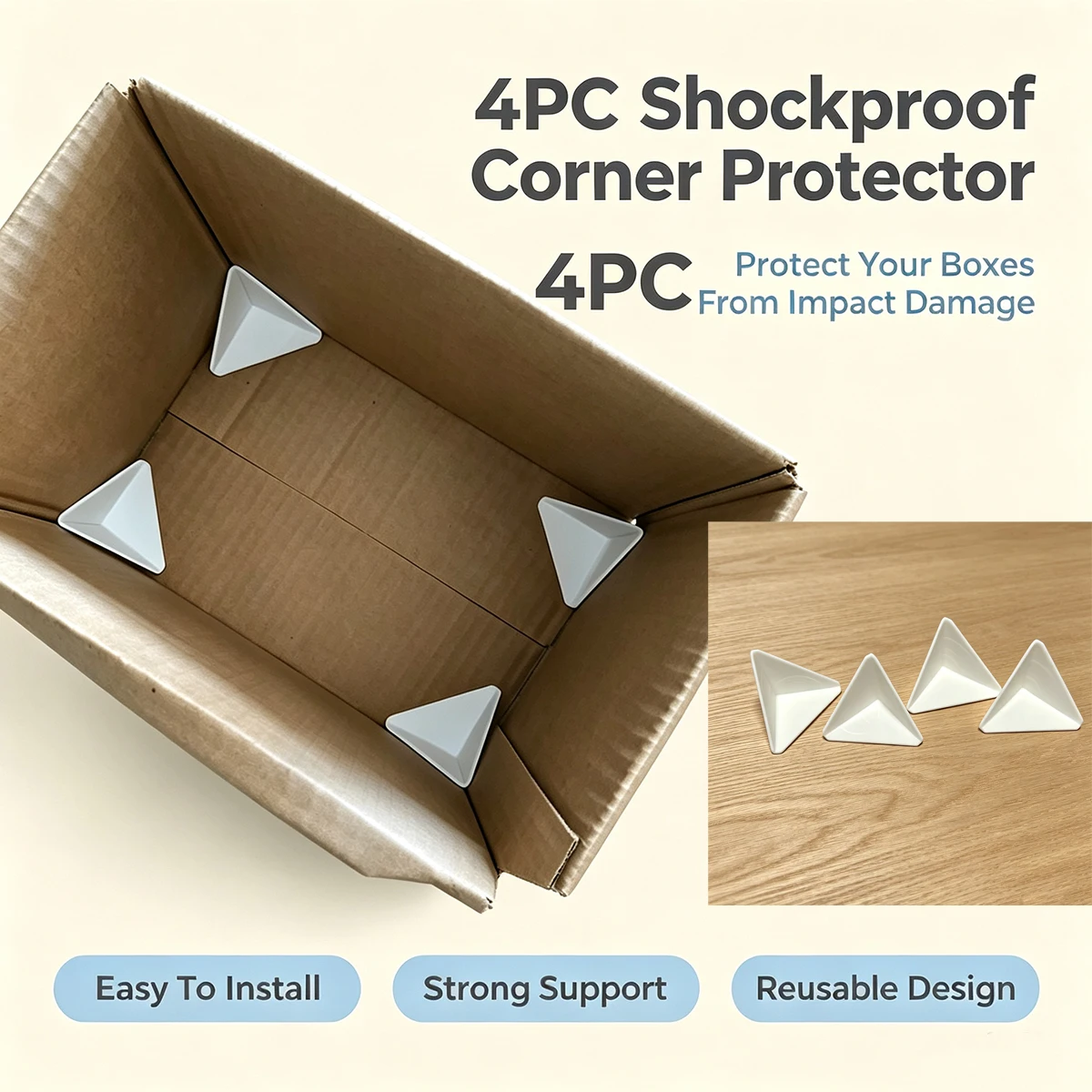 White 4Pc Cardboard Boxes with Built-In Anti-Collision Corner Protectors, Anti-Impact Protective Pads for the Four Corners of Express Delivery Boxes, Reinforced Inner Corner Protectors for Logistics Transport to Preven