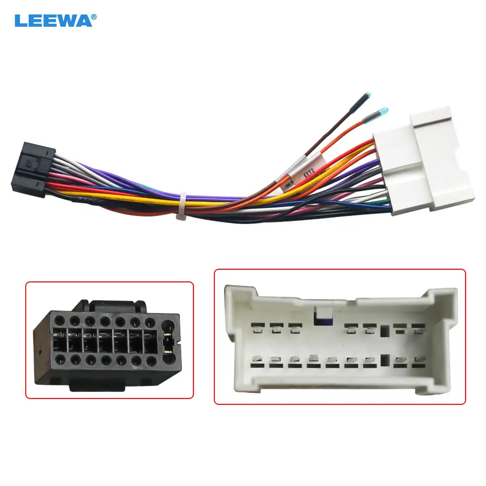 LEEWA Car Stereo Radio 16PIN Adaptor Wiring Harness For Hyundai Tucson Elantra Audio Power Calbe Wire Plug and play #CA5301