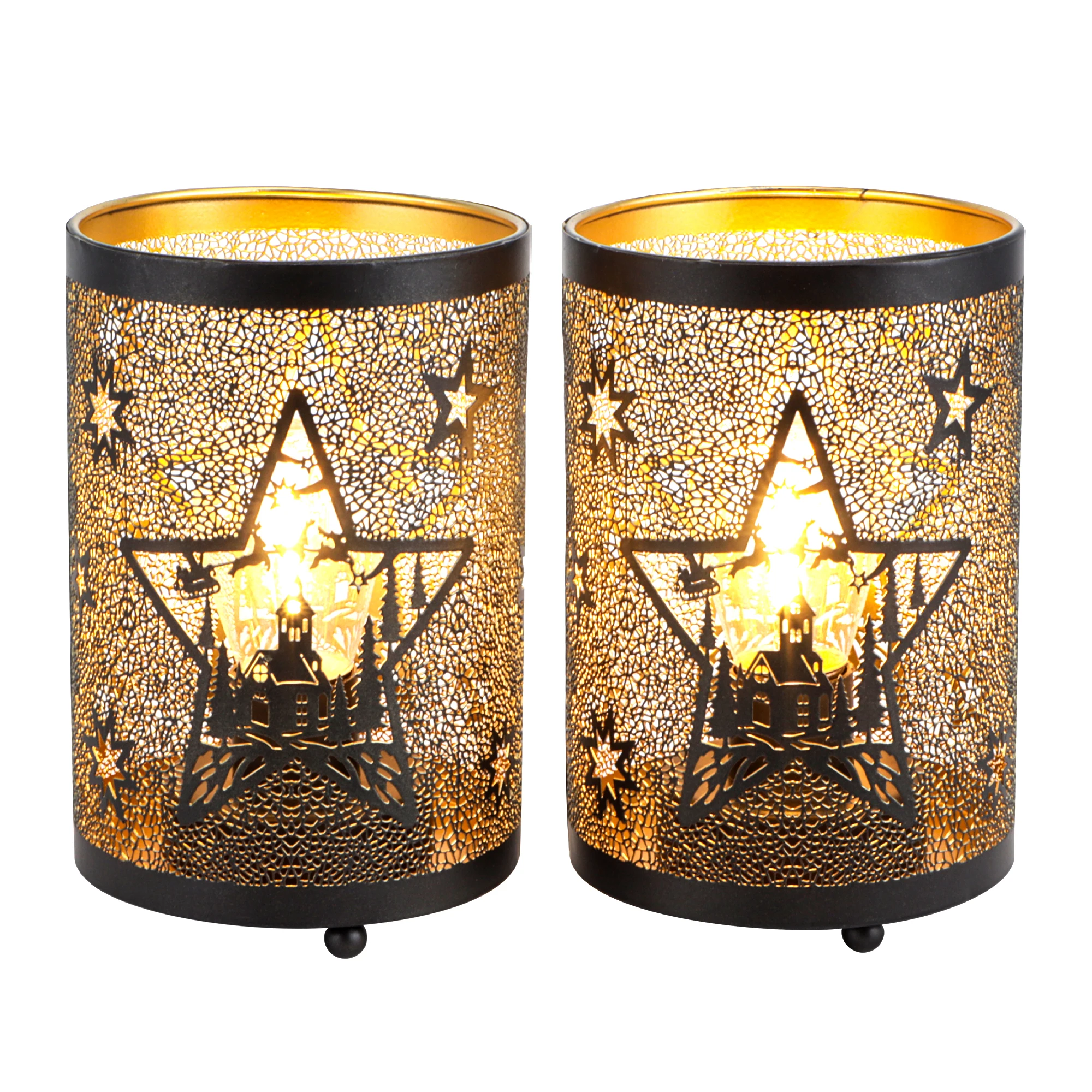 Etched Star lamp Battery Operated 6.5