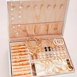 87 Pcs/Set Elegant Personality Imitation Pearl Earrings Rings Jewelry Set For Women Daily Wearing Vintage Jewelry Gifts New 2024