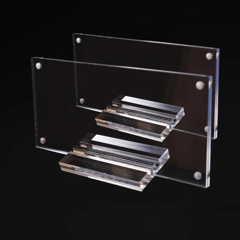 2/4Pack Bill Holder Display Photo Frame Double-Sided Transparent Magnetic Display Stand for Office Home Salon Business Organizer