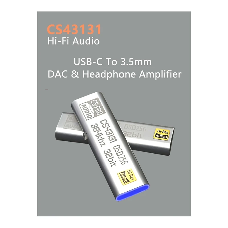 Amplifier Headphone CS43131 USB C DAC Dongle DSD256 Decoding 32Bit 384Khz dekode tipe-c ke 3.5Mm Jack AUX Adapter