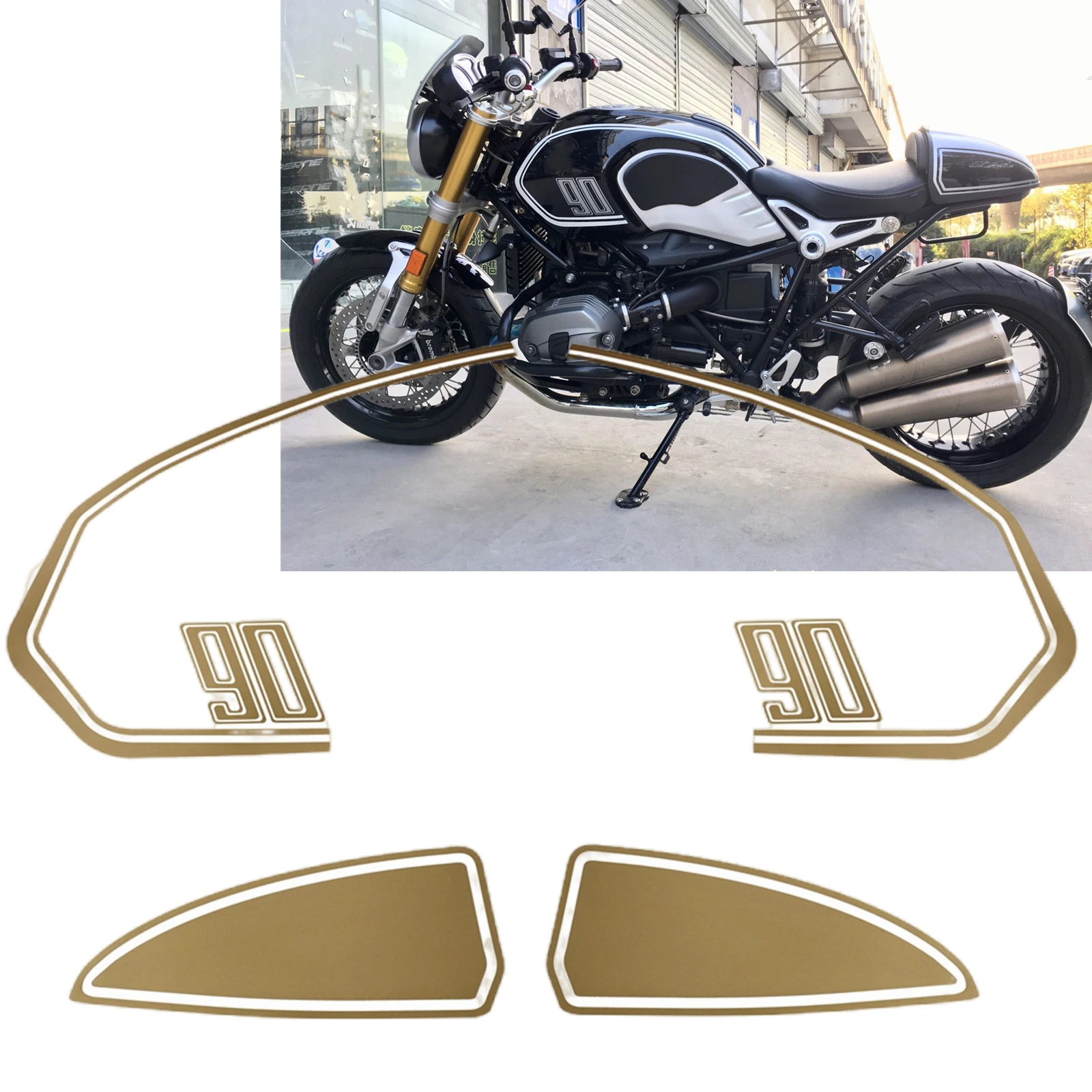 Motorcycle Gas Fuel Tank Sticker Rear Pillion Seat Cowl Hump Box Decorative Decals For BMW RnineT Pure Racer Scrambler Urban G/S