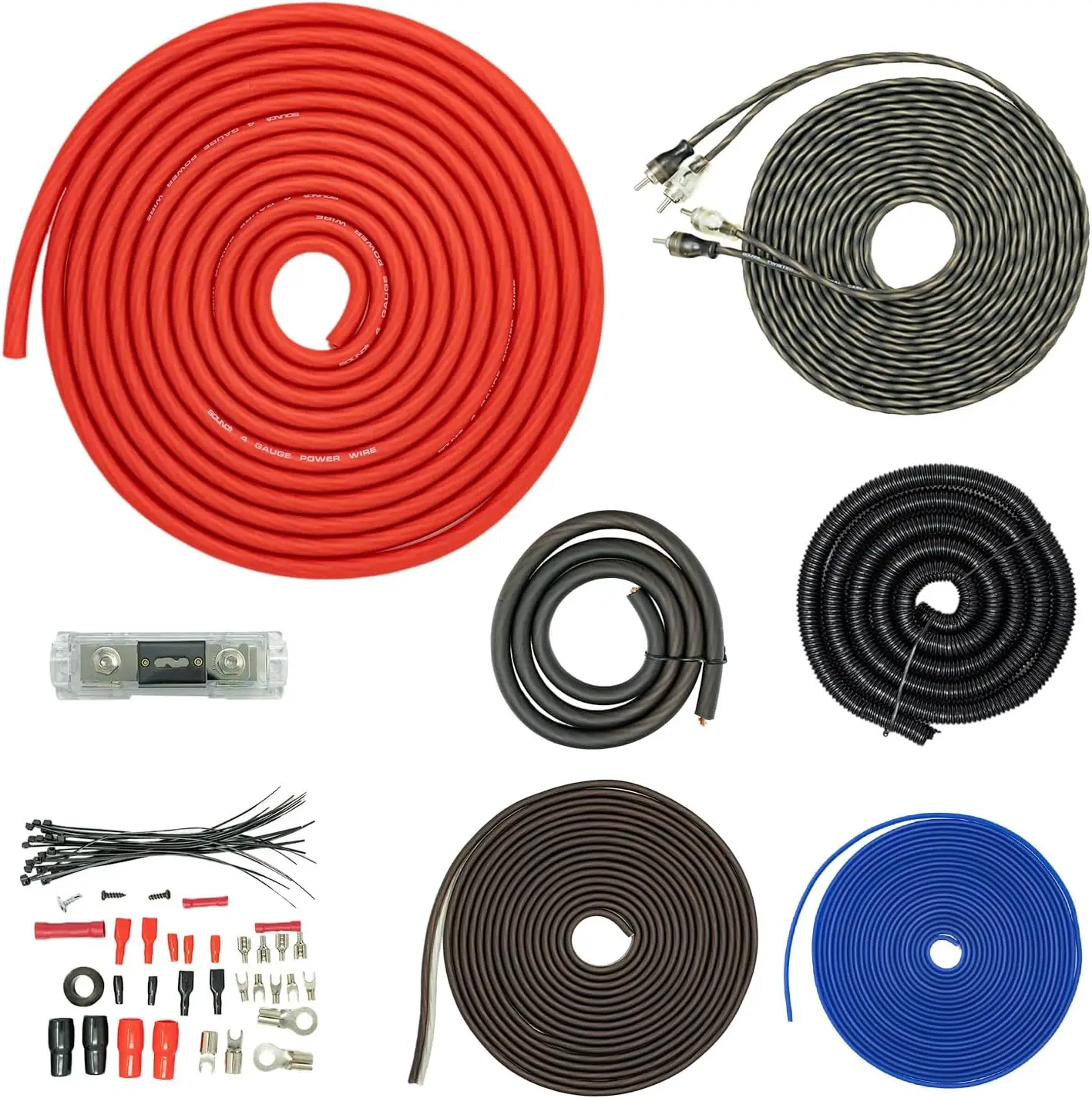 

4 Gauge Amp Kit 4500W Complete Amplifier Installation Wiring Cable with RCA & Speaker Wire