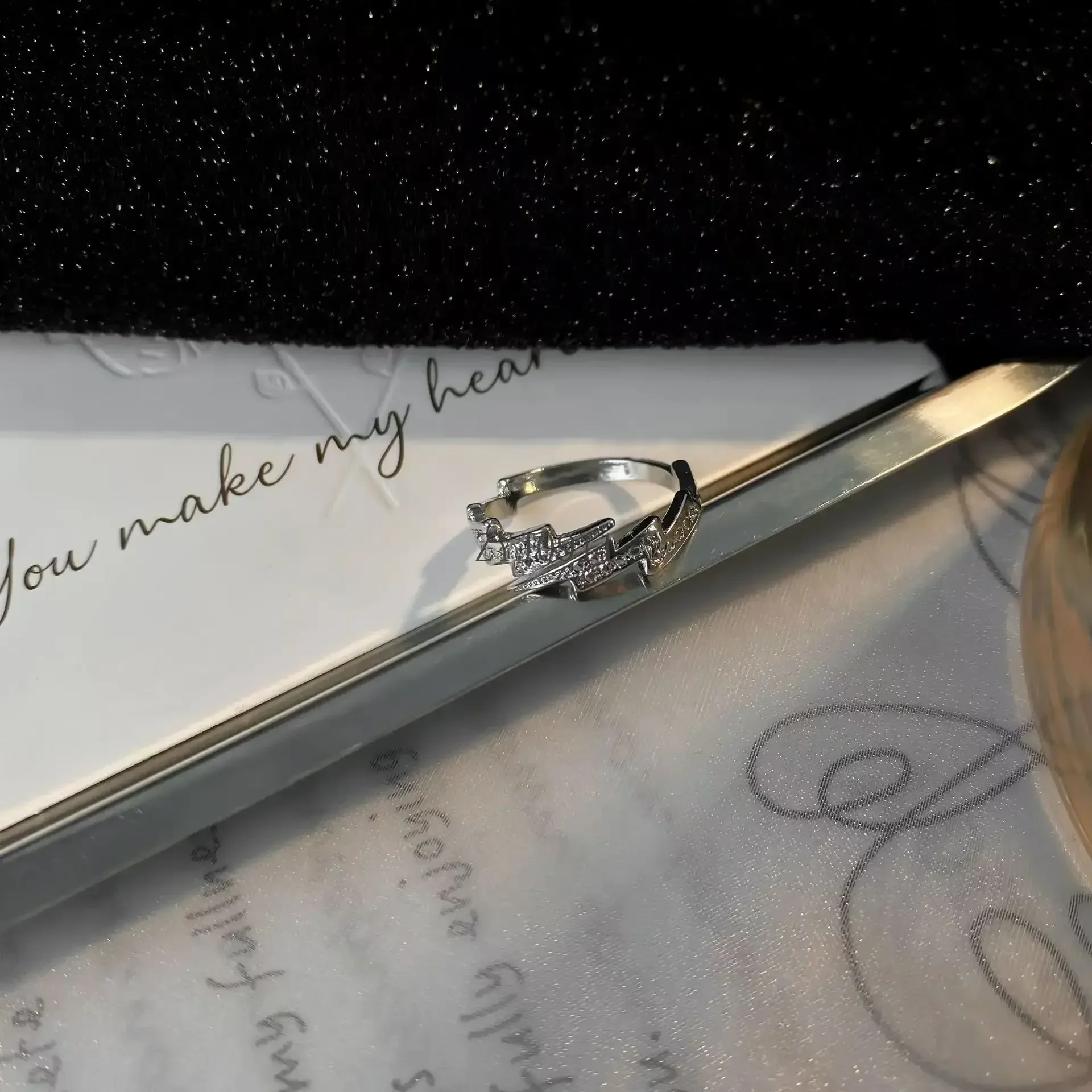 2024 جديد فضي اللون البرق خواتم مفتوحة للنساء الرجال العصرية غير النظامية السبابة البنصر شخصية الهيب هوب مجوهرات هدية