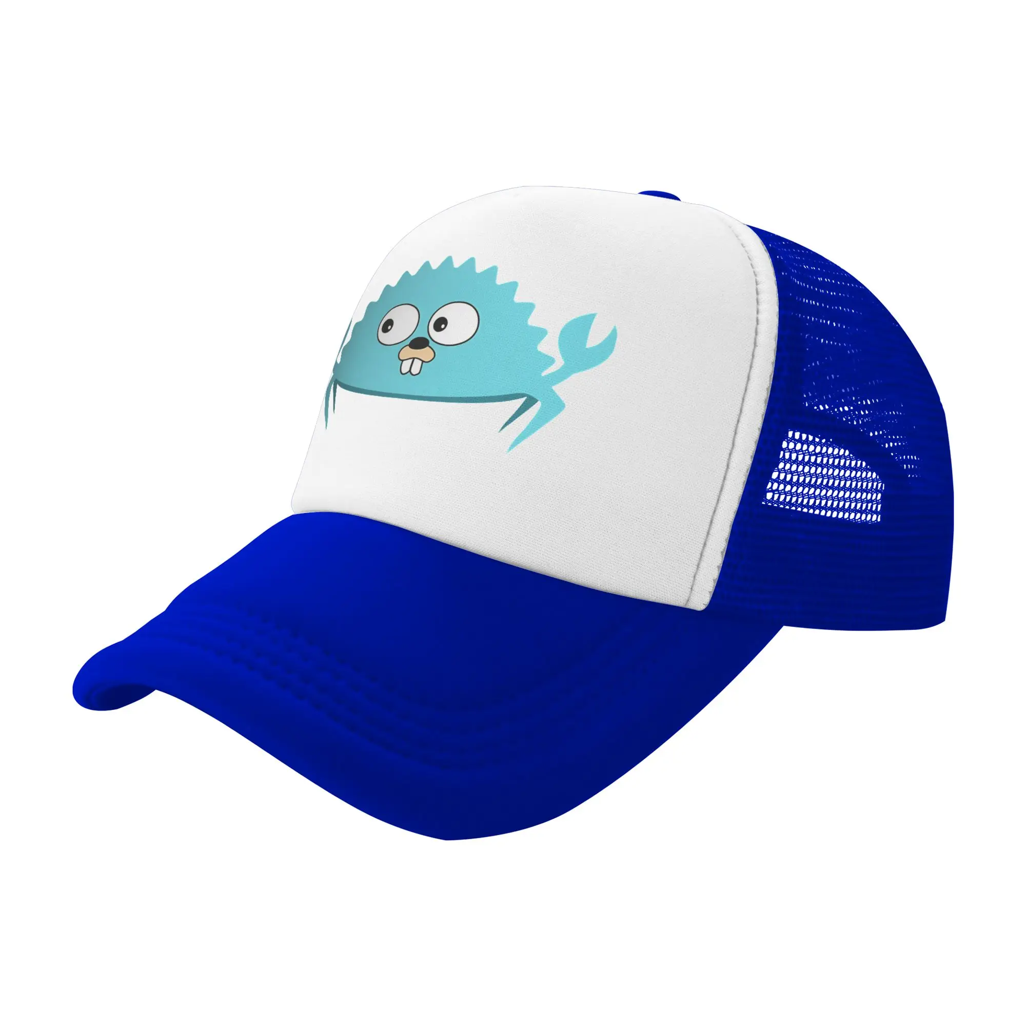 Go Ferris Go GoLang Gopher & Rust Ferris Crab Trucker Hats Men Women Summer Breathable Mesh Golf Cap Hat Sun Cap Adjustbale