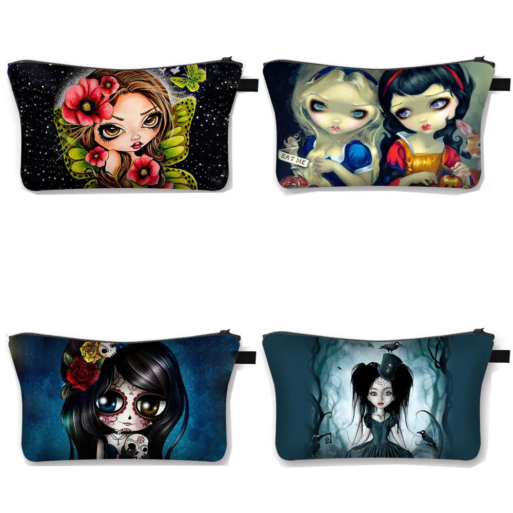 Gothic Skull Cosmetic Case Women Fashion Makeup Bag Girl Cosmetic Bag Large Toiletry Bag Zipper Pouch Travel Organizer Bags