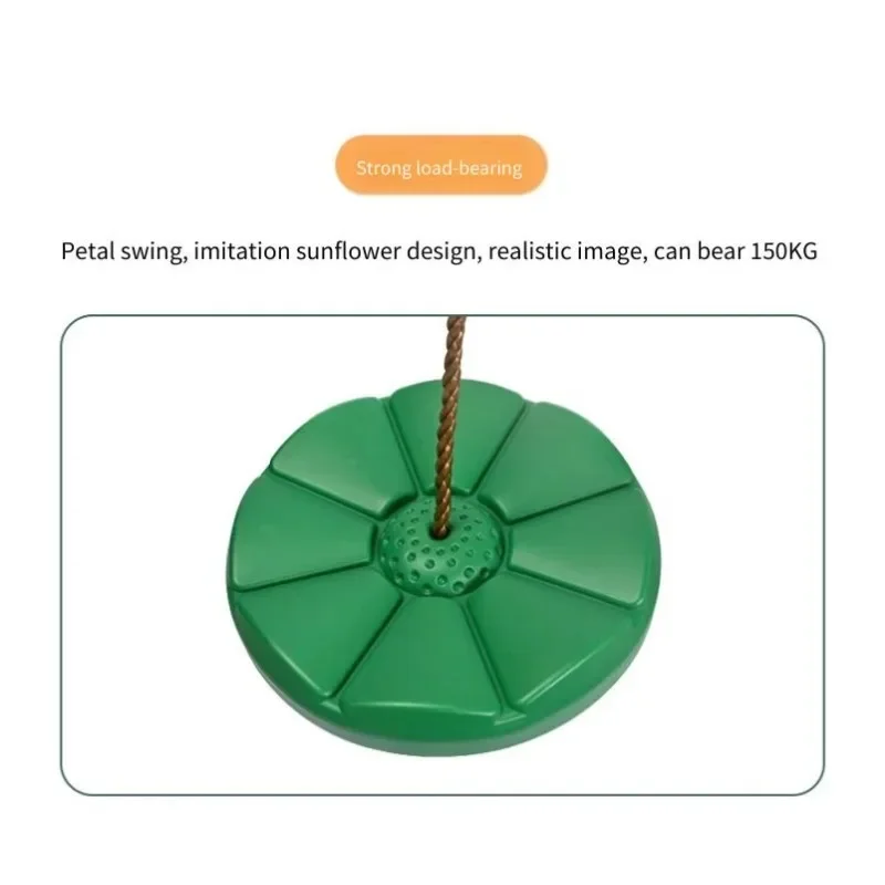 Columpio para toda la edad, estilo de disco de girasol y pétalo, columpio colgante para deportes de interior/exterior, juguete para chico y adulto, ocio, mecedora, juego activo divertido