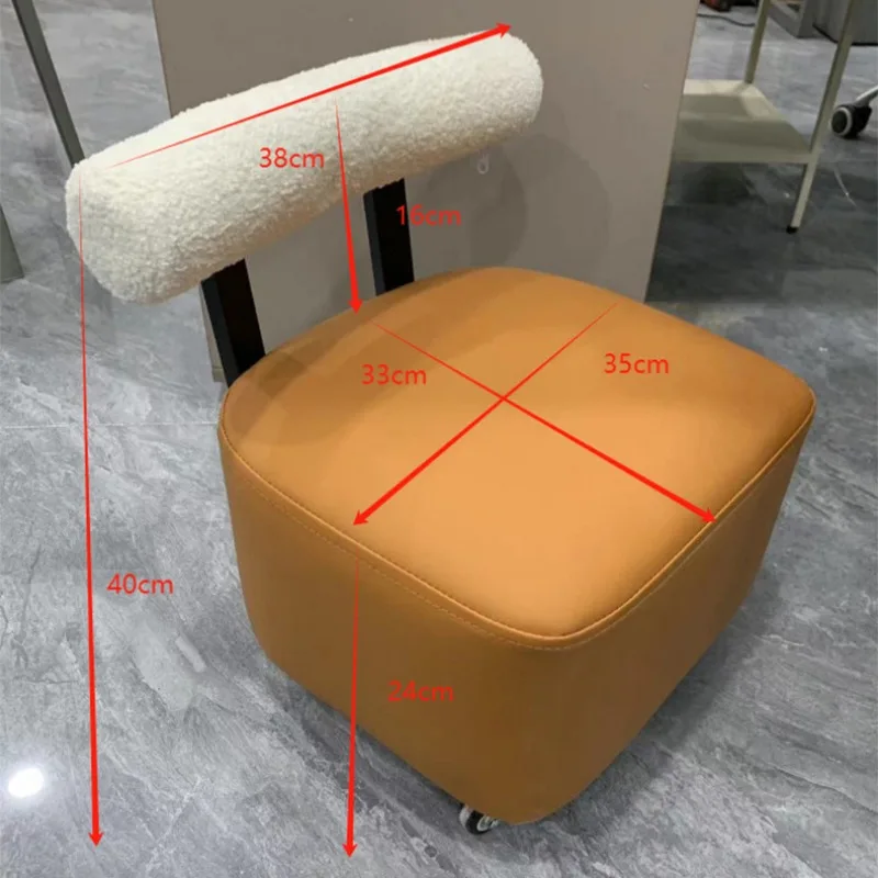 Small Stool with Backrest Wheels  Leather Footrest Ottoman Low Seating for Living Room Stylish Versatile Small Ottomans Perfect image 5