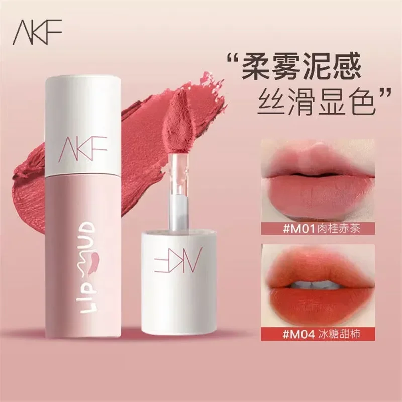 Akf brilho labial feminino maquiagem fosco veludo fazer batom claro à prova dwaterproof água longa duração vermelho lábio matiz lábio esmalte cosméticos beleza rara