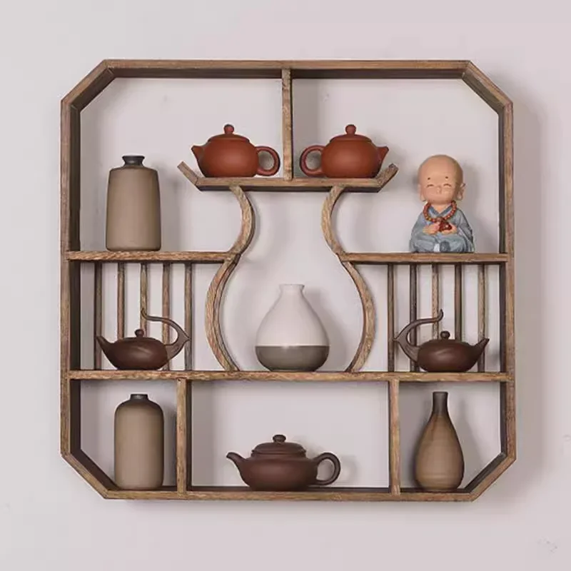 

Bogu frame solid wood Chinese style, new wall hanging, Duobao Pavilion, wall hanging type, shelf wall, tea rack display rack