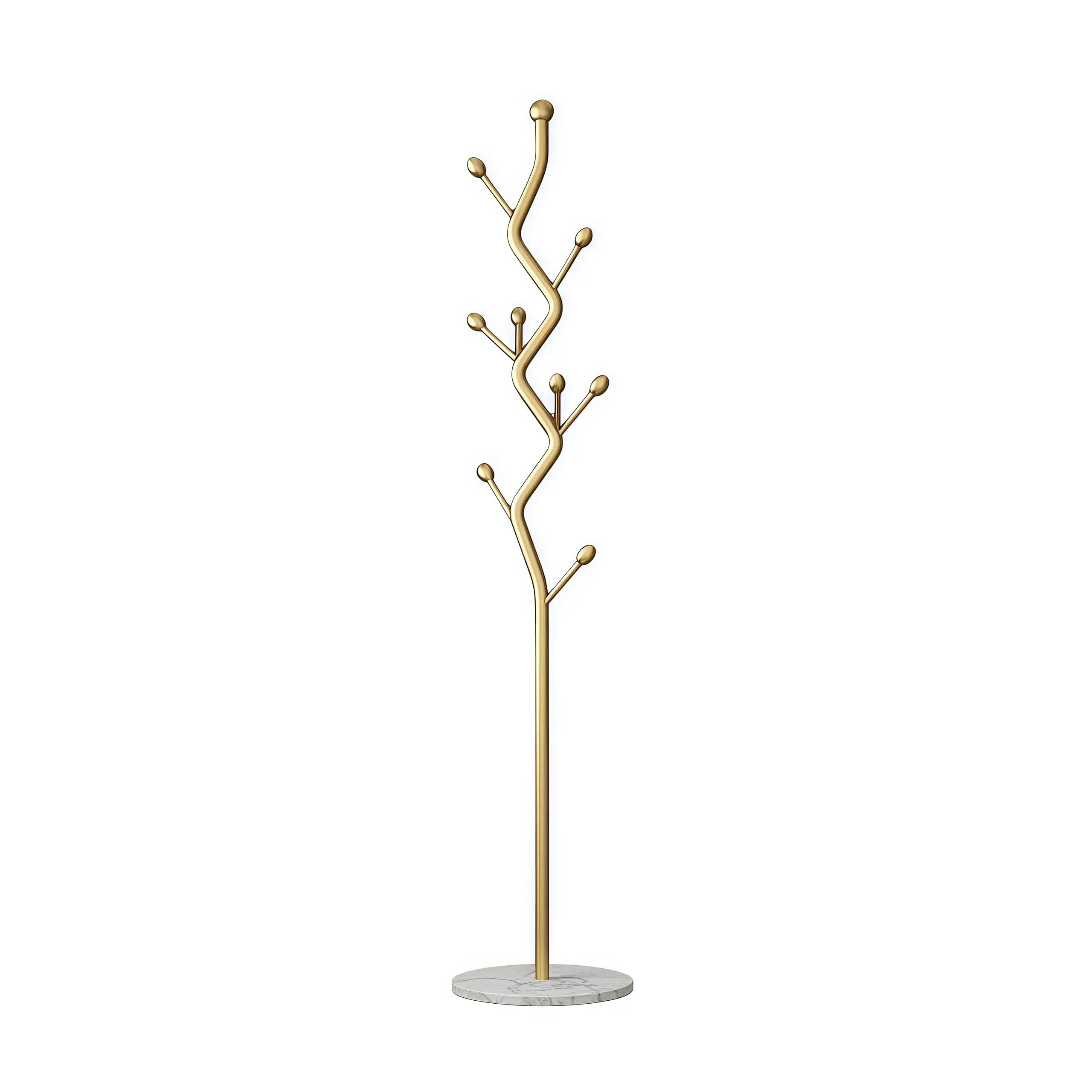 

Elegant Tree-Style Freestanding Coat Rack With 8 Hooks, Metal Frame And Marble Base For Entryway, Bedroom Or Office Organization