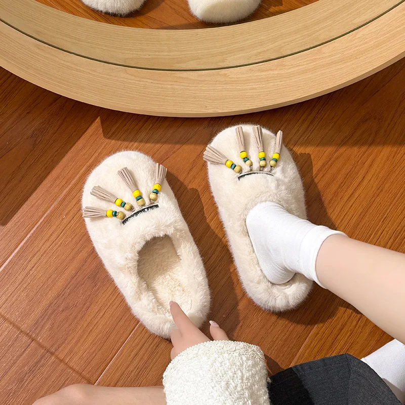 2025 خريف شتاء جديد المرأة منصة المتزلجون الفاخرة أفخم الفراء الشريحة النعال داخلي في الهواء الطلق أحذية منزلية للنساء