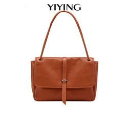 Genuine Leather Women Bags Casual Metal Locking Clamshell Shoulder Bag 2024 New Handbags For Women