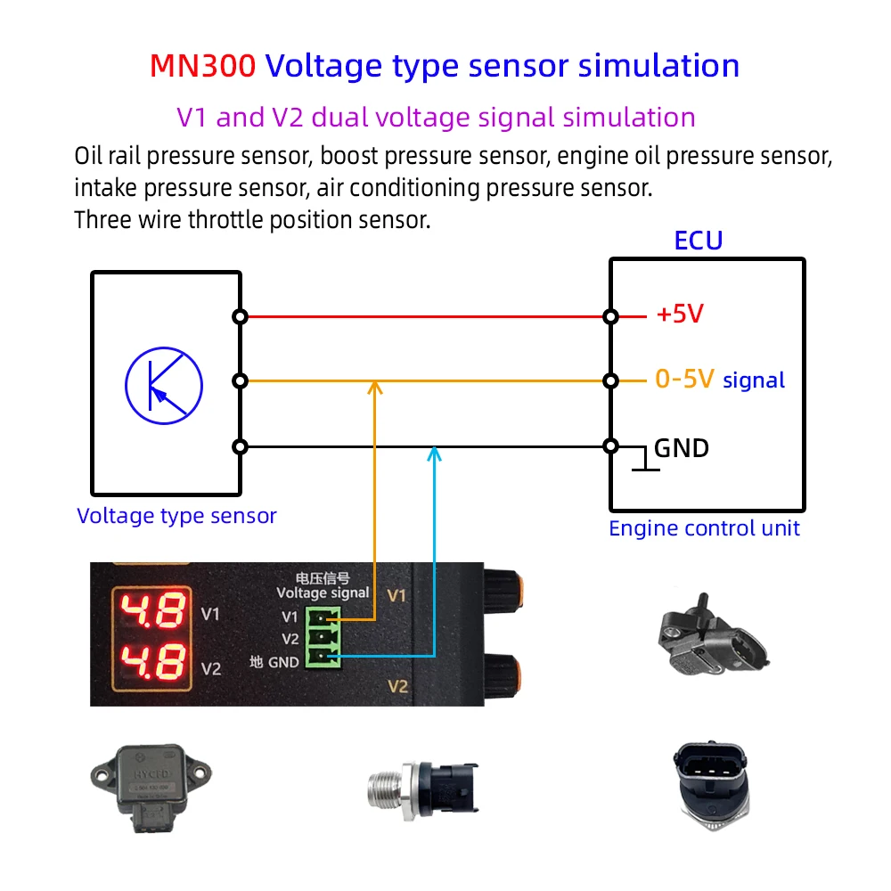 Afbeelding 7: Update! MN300 Auto Sensor Simulator Automotive Tester Auto Rail Zuurstof Oliedruk Flow Sensor Signaalgenerator