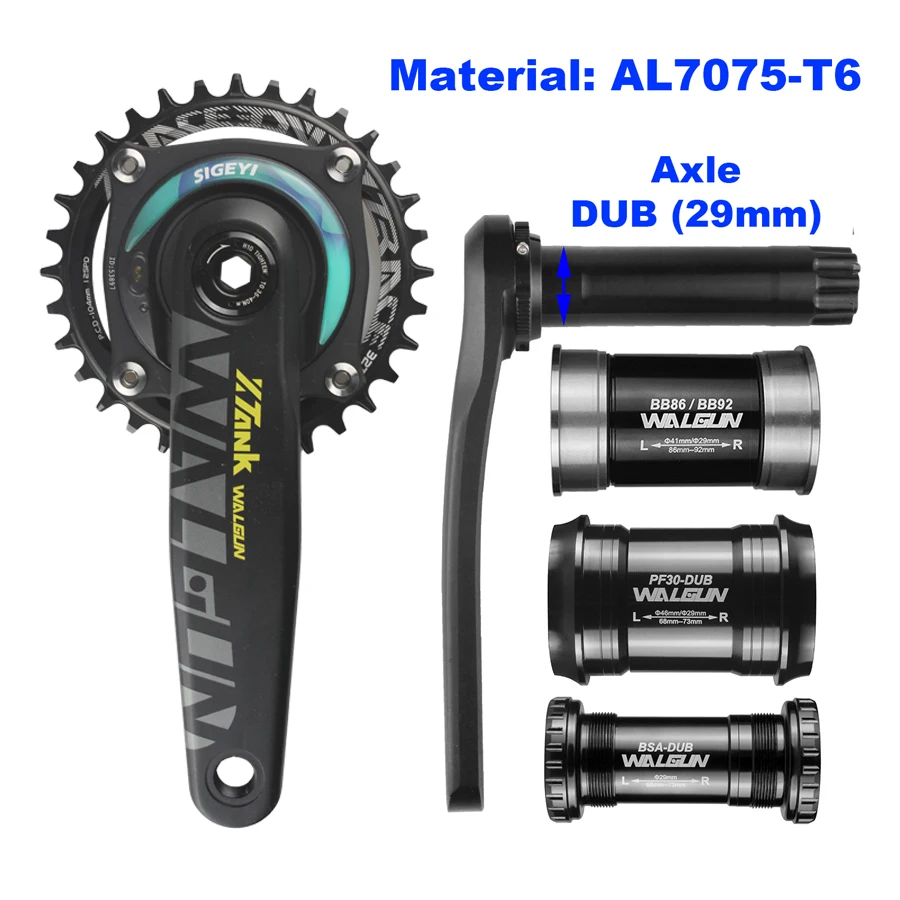 

WALGUN Crankset SIGEYI Power Meter 170mm 175mm chainring 104BCD 32T To 52T With DUB Bottom bracket Crankset Parts SRM