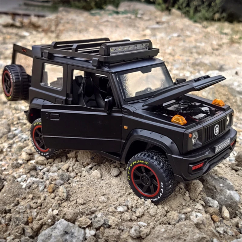 1:18 SUZUKI Jimny modello auto in lega pressofusi giocattolo in metallo fuoristrada modello auto suono e simulazione di luce giocattoli per bambini