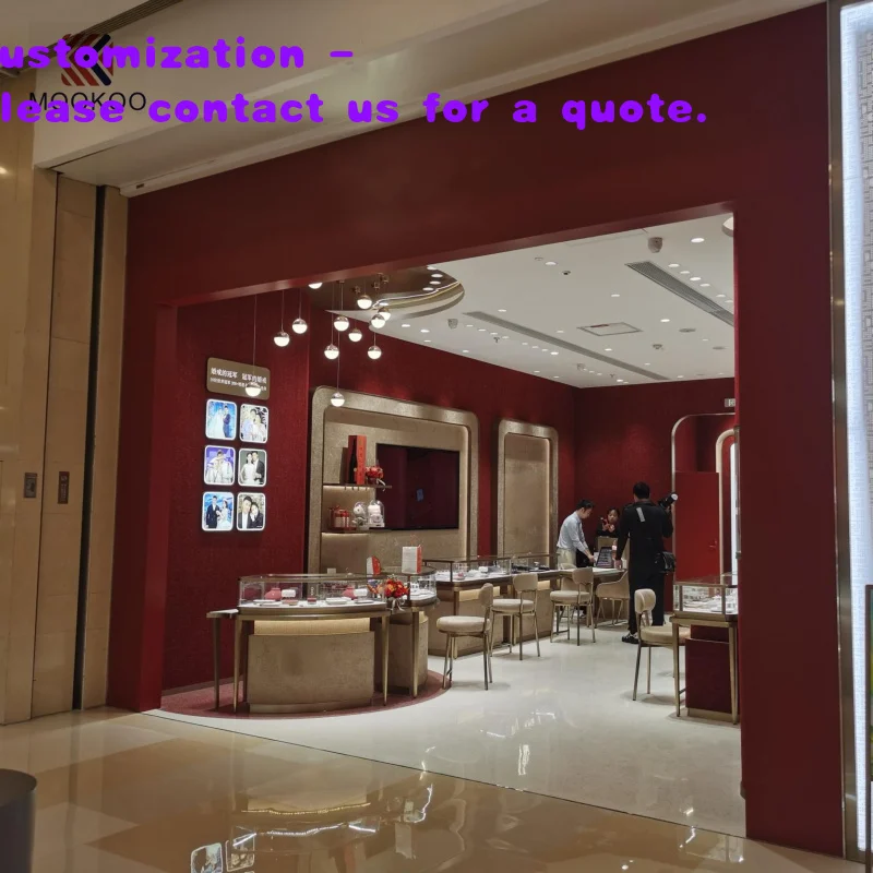 custom.Store Counter Design with LED Light Jewelry Tempered Glass and MDF Materials Sale