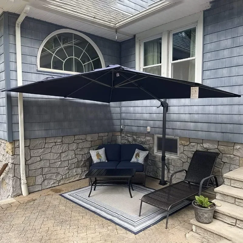 

9' X 11.5' Patio Umbrella Outdoor Cantilever Rectangle Umbrella Aluminum Offset Umbrella with 360-degree Rotation