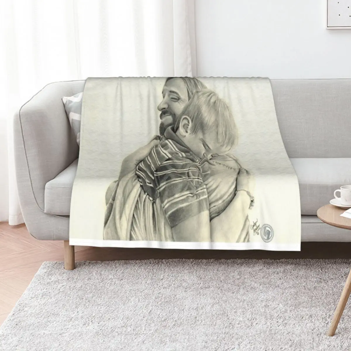 

Jesus Hugging Young Boy Throw Blanket manga anime Beautifuls Summer Blankets