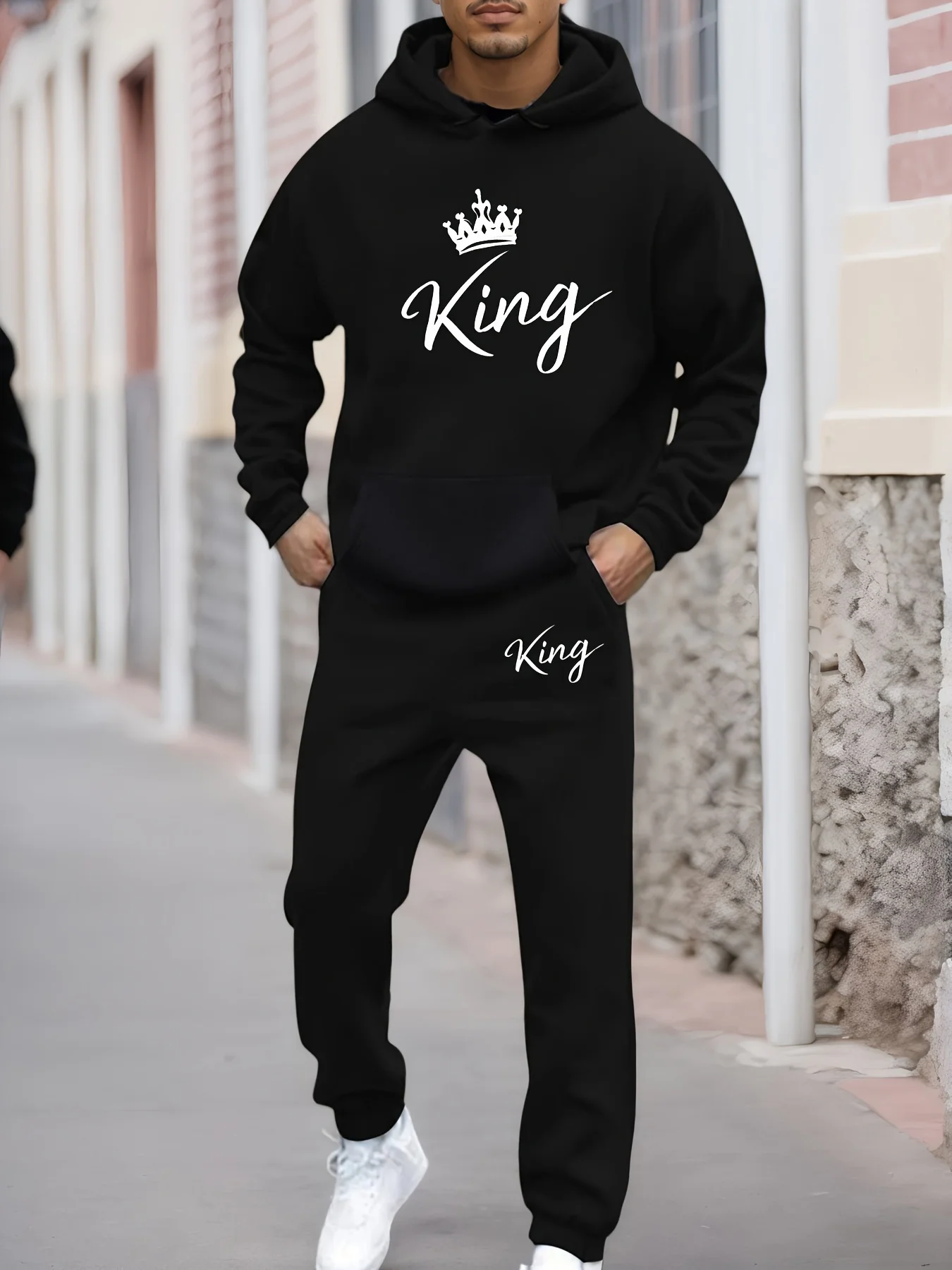 

Новое поступление 2025 года, уличная толстовка с длинными рукавами и спортивные штаны с принтом, комплект с капюшоном и длинными рукавами с принтом больших размеров, комплект спортивных штанов