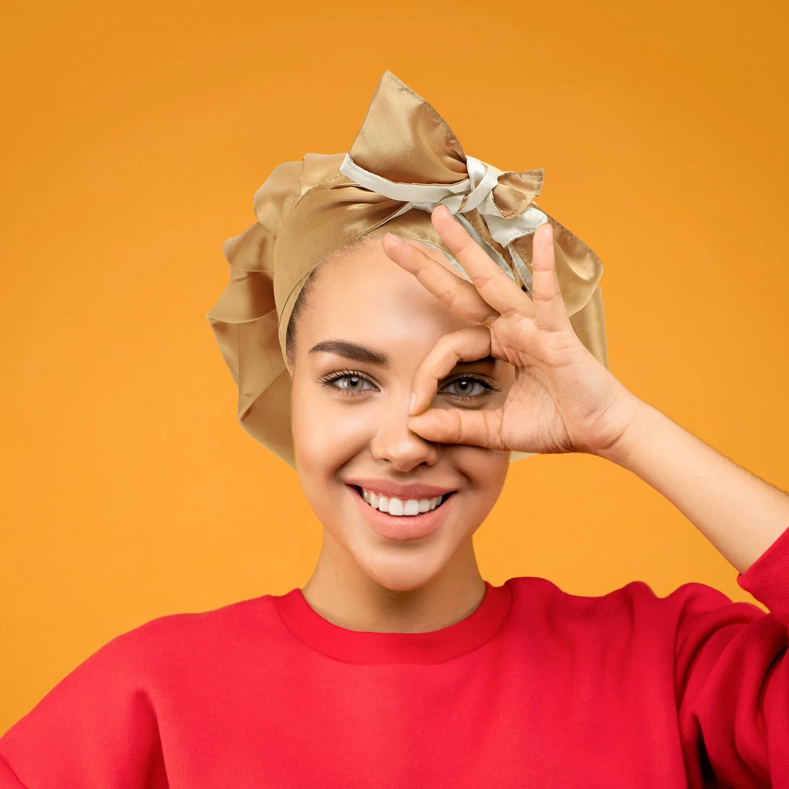 

Satin Bonnet For Sleeping Hair Shower Cap Reusable Soft Bath Hat For Women Curly Long Hair Stretchy Bowknot Design Large