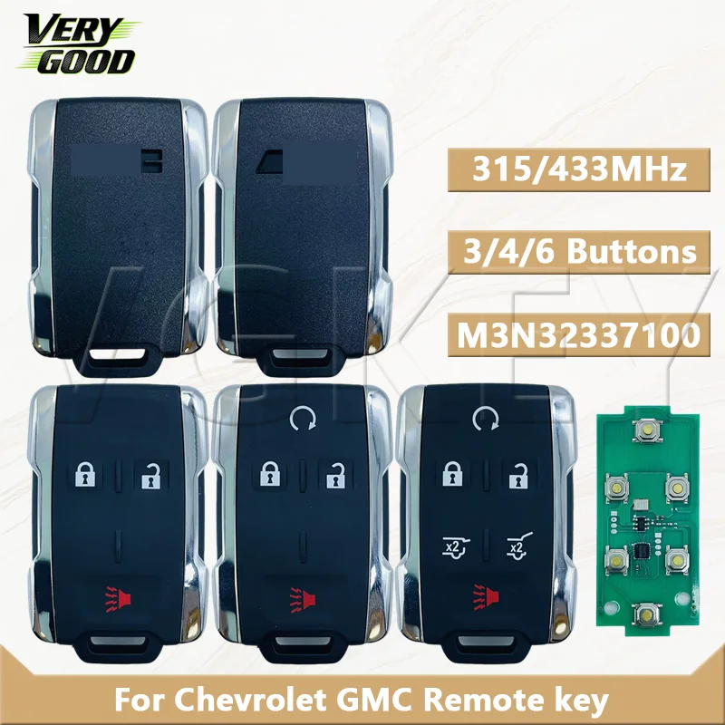 VG עבור Chevrolet Colorado Silverado Tahoe Suburban GMC Canyon Sierra Yukon 2014-2019 מפתח רכב חכם מרחוק 315MHz/433MHz
