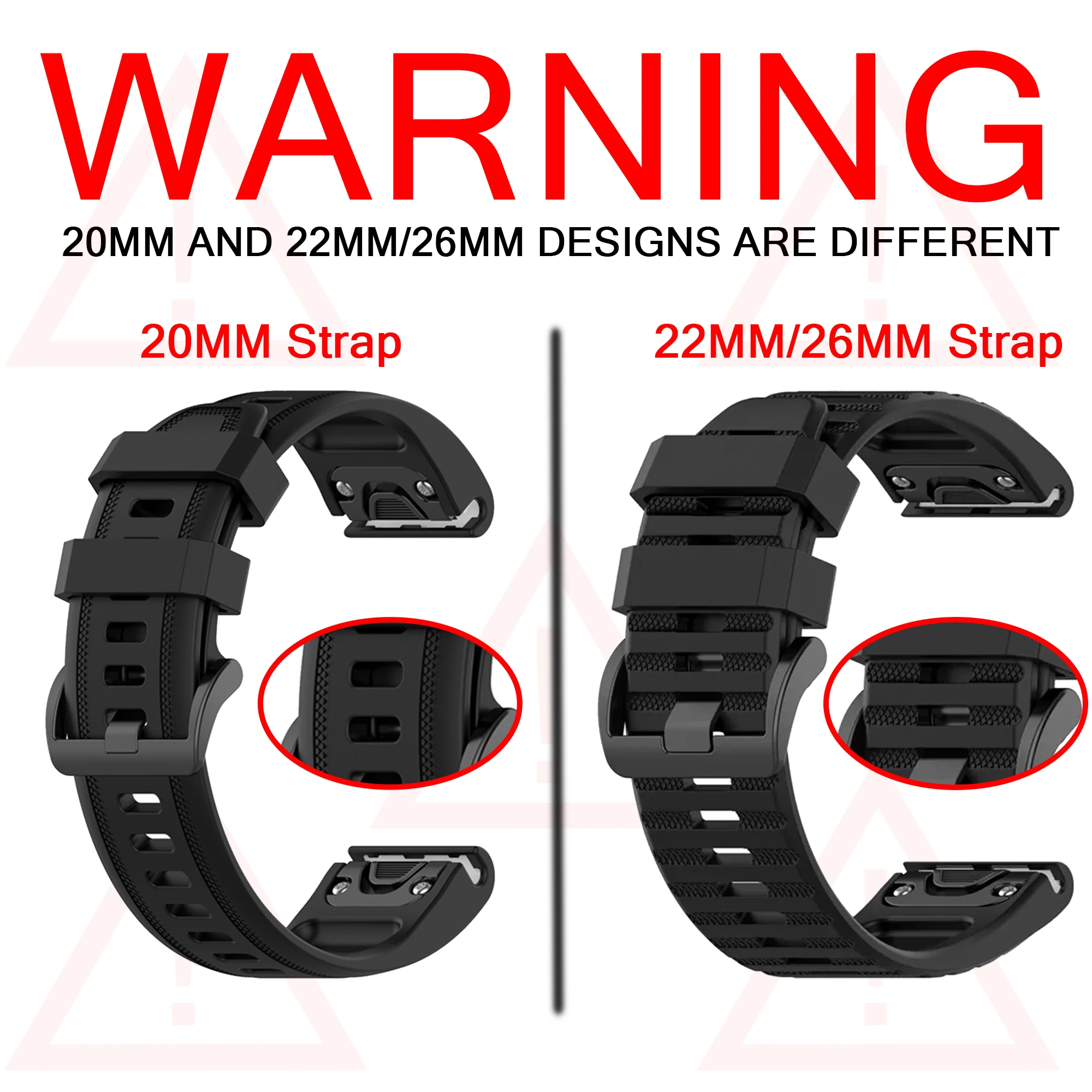 QuickFit 26mm 20mm 22mm Watchband For Garmin Fenix 7X 7 7S 6 6S 6X 5X 5 5S 3HR Silicone Band Quick Release Easy Fit Wrist Strap