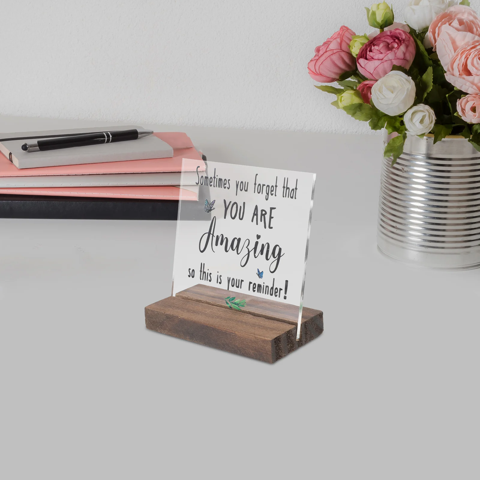 

Encouragement Desk Sign for Women Inspirational Office Decor Motivational Table Top Plaque Stand Lightweight Acrylic Material