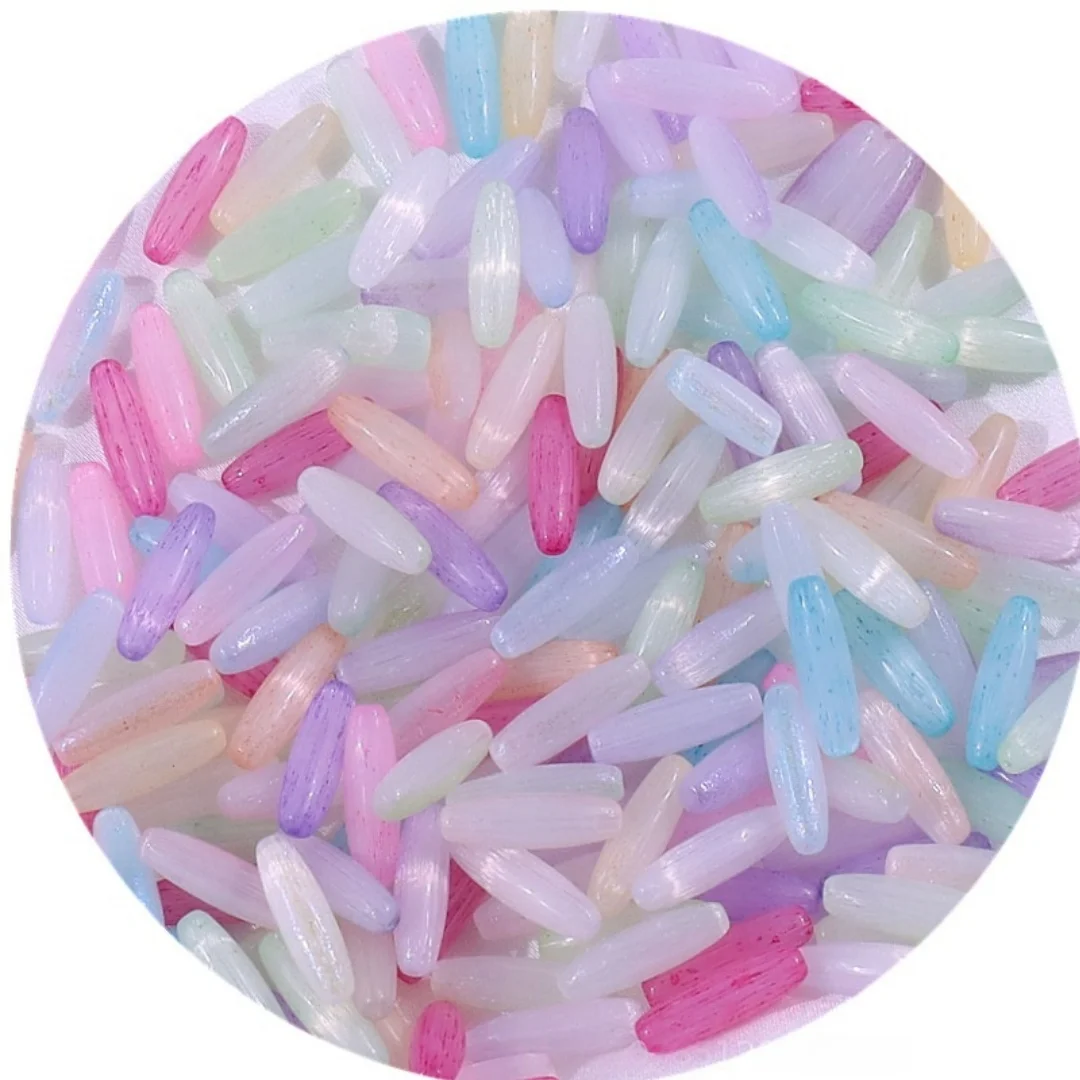 4x12mm Brushed Cat Eye Bright White Oval Glass Rice Grain Handmade DIY Bracelet Woven Bead Scattered Bead Jewelry Accessories