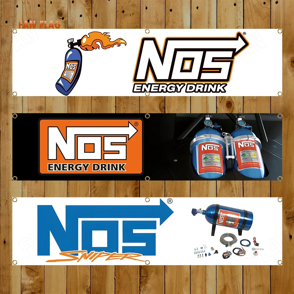 

60X240 см NOS Energy Drink Banner Флаг Полиэстер Печатный Гобелен для гаража или уличного украшения Гоночный автомобиль